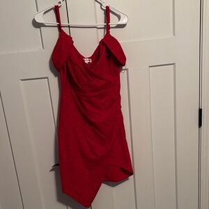 Emerald Sundae Asymmetrical Red Dress